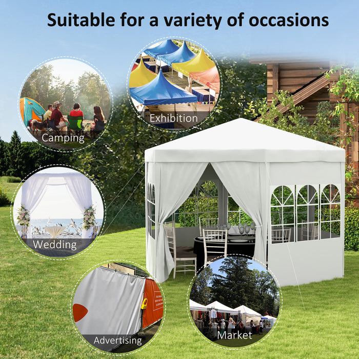 Waterproof PE Canopy Shade with 6 Removable Side Walls - 4m Party Tent for Wedding and Outdoor Events - Ideal for Festive Gatherings and Commercial Use