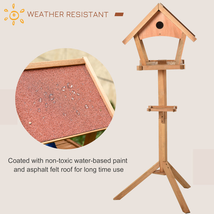 Freestanding Wooden Bird Feeder Table - Garden & Backyard Decor, Weather-Resistant Roof, Pre-cut 49x45x139cm - Perfect for Outdoor Bird Lovers and Nature Enthusiasts