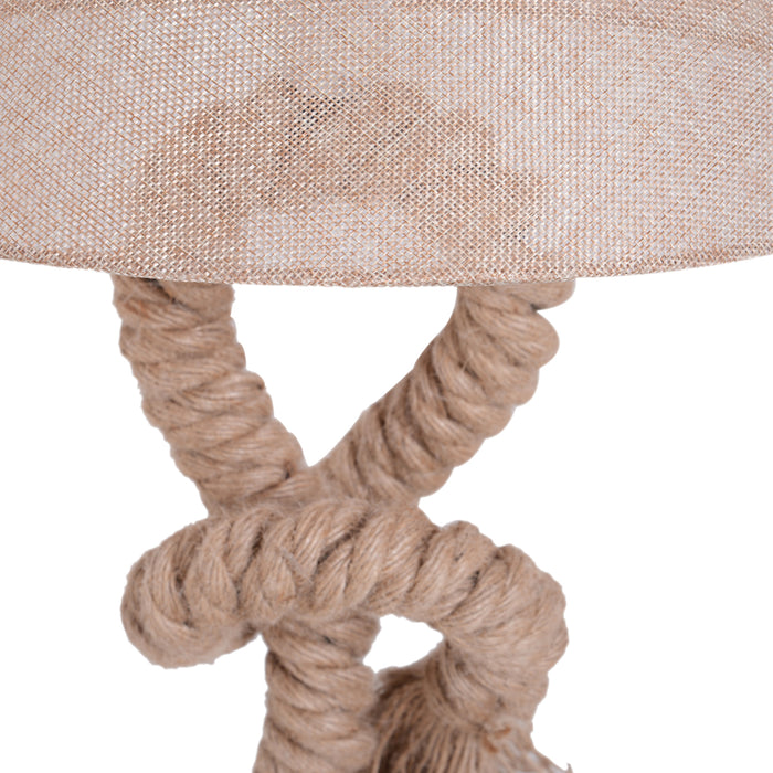 Nautical Twisted Rope Table Lamp - E27 Bedside Light for Bedroom & Living Room - Essential Beige Glow for Home Ambiance