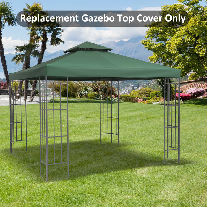 Gazebo Top Cover 3x3m - Double Tier Canopy Replacement, Pavilion Roof, Dark Green - Ideal for Outdoor Shelter and Garden Enhancement