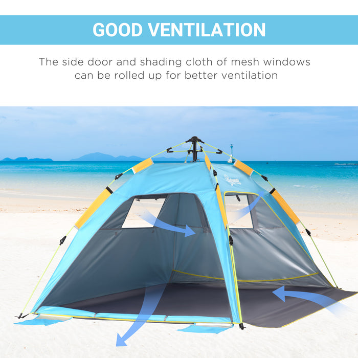 UV-Protective Pop-up Beach Tent for 1-2 People - Sun Shade Shelter with Ventilation and Waterproof Features - Ideal for Outdoor Enthusiasts Seeking Sun Protection