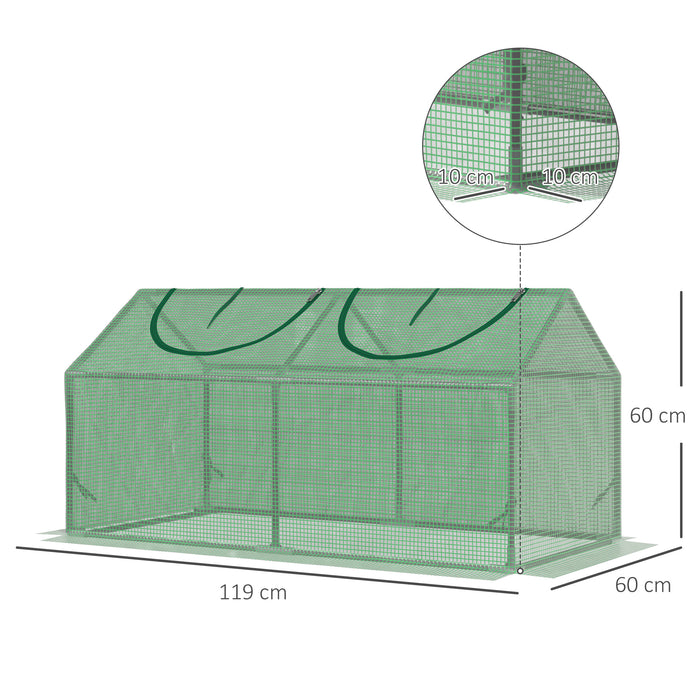 Mini Greenhouse with Observation Windows - Durable PE Cover Small Plant Grow House for Outdoor, 119x60x60 cm - Ideal for Protecting Seedlings and Extending Growing Seasons