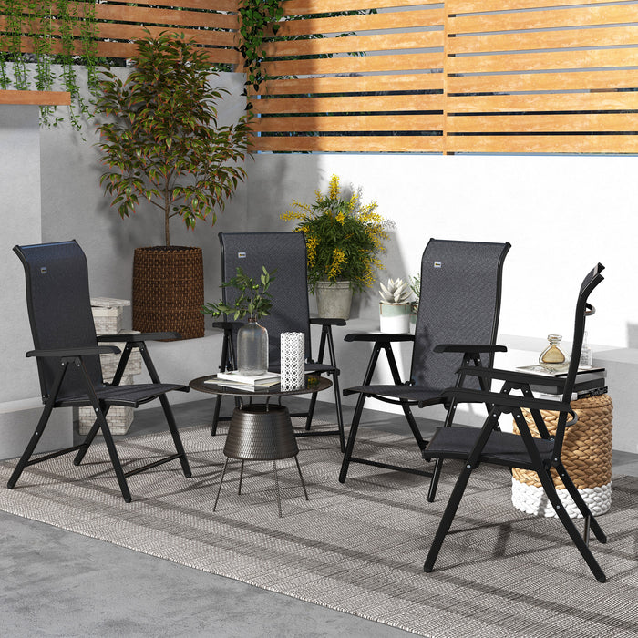 Outdoor Rattan Folding Chair Set - 4 PCs, 7-Position Adjustable Backrest - Ideal for Patio, Lawn Comfort