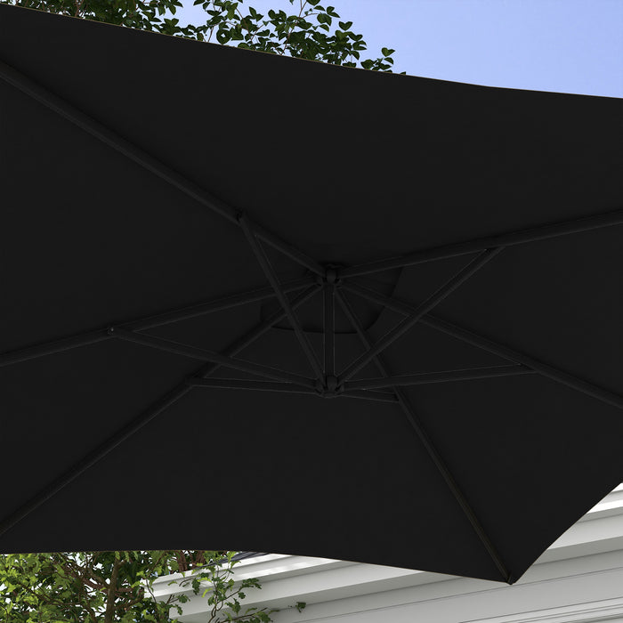 - Large Cantilever Parasol with Sturdy Cross Base - Banana Style Patio Umbrella with Crank Handle, 6-Rib Structure, 3x2m Coverage - Ideal for Outdoor Lounging and Sun Protection