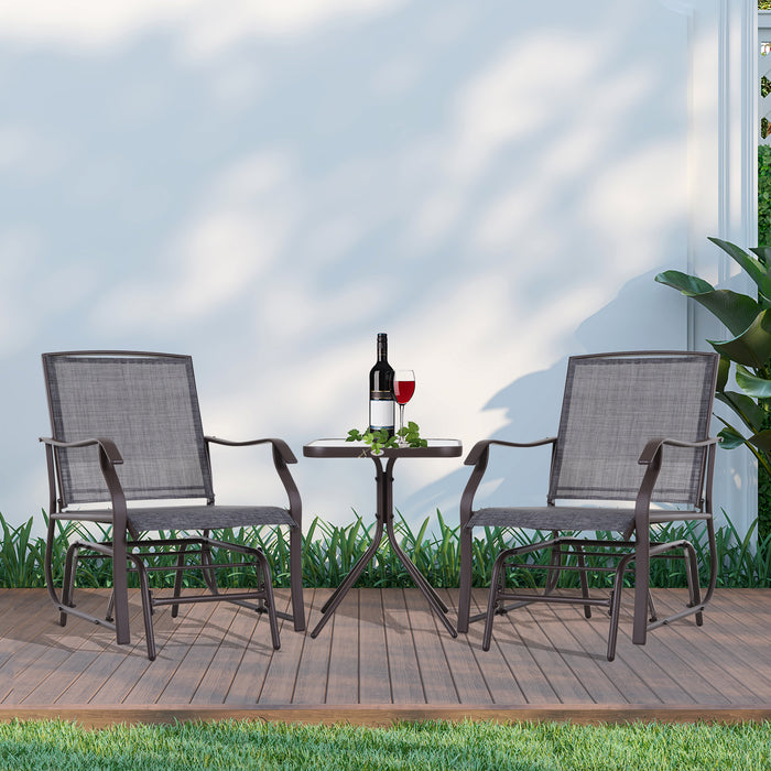 Glider Rocking Chair & Table Set - 2-Person Outdoor Rocker and Patio Bistro Set in Grey - Ideal for Garden Relaxation and Entertaining