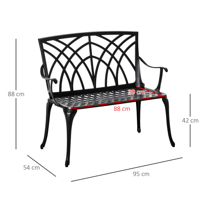 Aluminium 2-Seater Garden Bench - Weather-Resistant Loveseat with Decorative Backrest and Ergonomic Armrests - Perfect for Patio, Terrace, and Porch Comfort