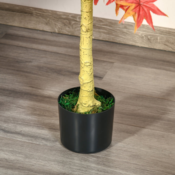 Realistic Artificial Red Maple Tree - Lifelike Faux Indoor/Outdoor Plant in Nursery Pot, 135cm Tall - Home & Office Decor Enhancement