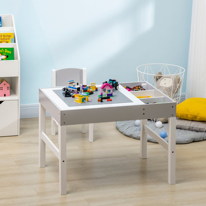 Kids Table & Chair Combo with Built-In Storage - Stylish Grey Furniture Set - Perfect for Playtime and Learning Activities