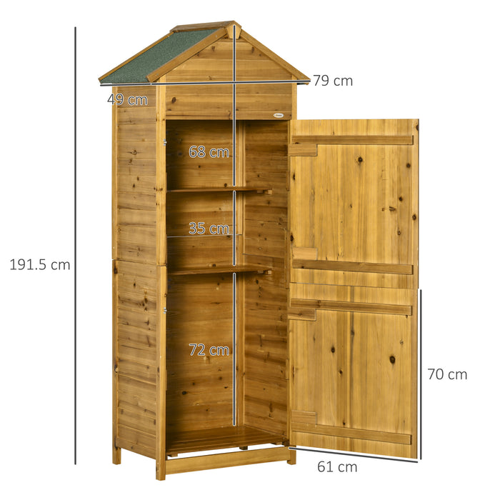 Garden Storage Organizer Cabinet - Wooden Utility Shed with 3 Shelves and Double Doors, Weather-Resistant - Ideal for Tools and Gardening Equipment, 191.5 x 79 x 49 cm