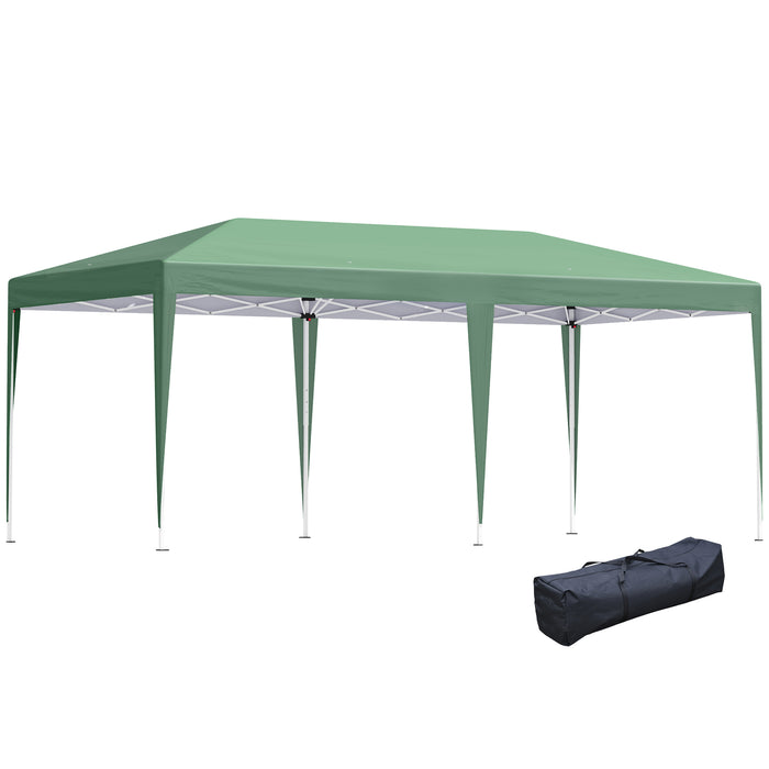 Double Roof Foldable Pop Up Gazebo Canopy Tent - Weather-Resistant Wedding Awning, 6m x 3m x 2.65m, with Carrying Bag - Ideal for Outdoor Events and Gatherings, Green