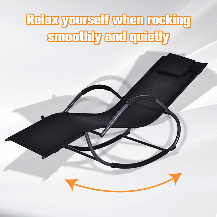 Zero Gravity Rocking Lounge Chair - Patio Texteline Recliner with Padded Pillow, Rocker Design - Comfortable Outdoor Seating for Garden and Backyard Relaxation