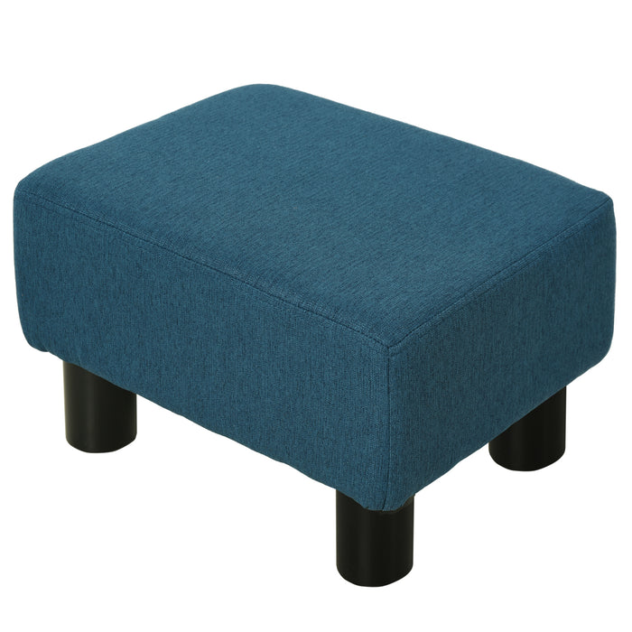 Linen Upholstered Ottoman Cube - Sturdy Plastic-Legged Footstool - Versatile Seating & Comfort for Living Spaces