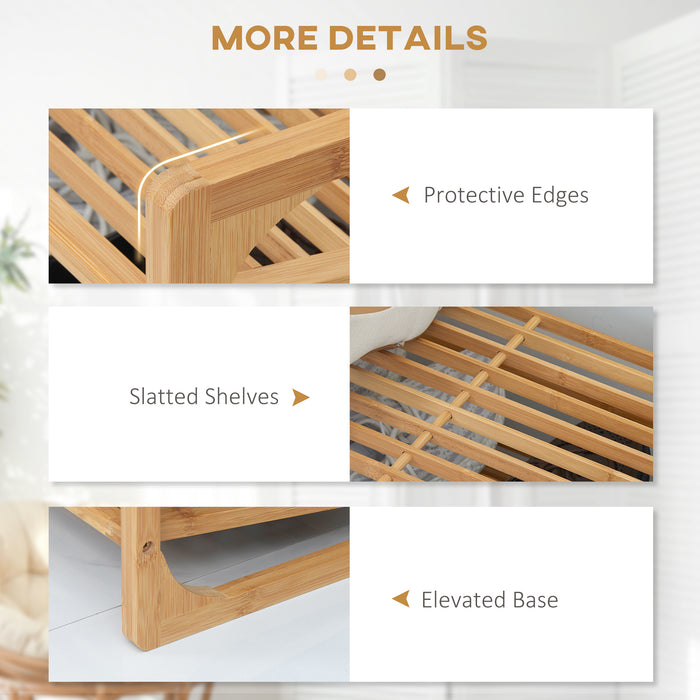 Bamboo 3-Tier Shoe Rack - Slatted Shelves Storage Organizer, Holds 9 Pairs - Space-Saving Stand for Entryway and Closet Organization