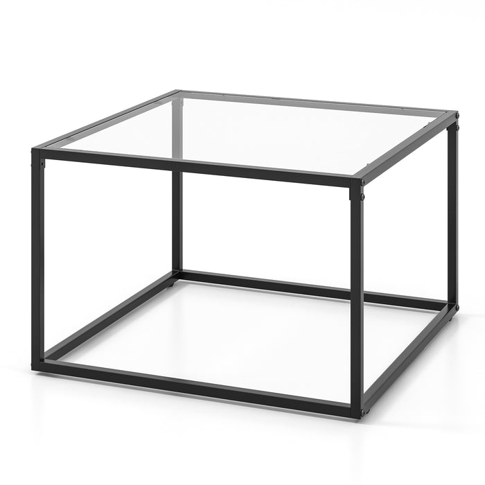 Modern Square Coffee Table, 70 CM, Metal Frame - Grey Design - Ideal for Contemporary Styled Living Spaces