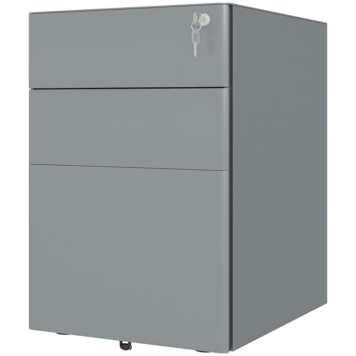 Steel Rolling Filing Cabinet with Lockable 3 Drawers - Designed for A4, Letter, Legal File Storage - Secure Organizer for Office Documents