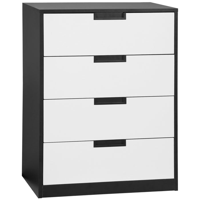 4-Drawer Versatile Storage Chest - Bedroom & Living Room Organizer Cabinet, 60x40x80cm, White with Black Accents - Space-Saving Solution for Clutter-Free Homes