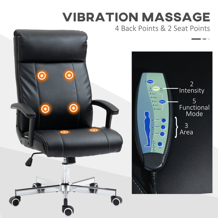 High-Back Vibrating Massage Office Chair - Tilt Function, Adjustable Height, Remote Control - Comfort Seating for Long Work Hours