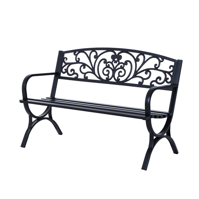 2 Seater Metal Garden Bench - Durable Outdoor Park Porch Patio Loveseat Chair - Ideal Seating for Garden & Romantic Evenings for Couples