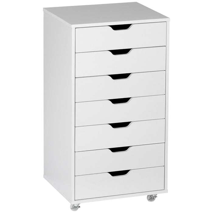 7-Drawer Vertical Filing Cabinet - Mobile Storage Solution with Wheels for Easy Movement - Perfect for Home Office and Study Organization