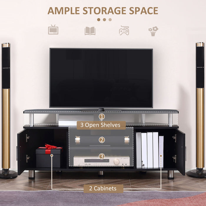 Entertainment Cabinet for 55 Inch TVs - Living Room Media Center with Shelves and Cupboards - Stylish Storage Solution for Home Entertainment System