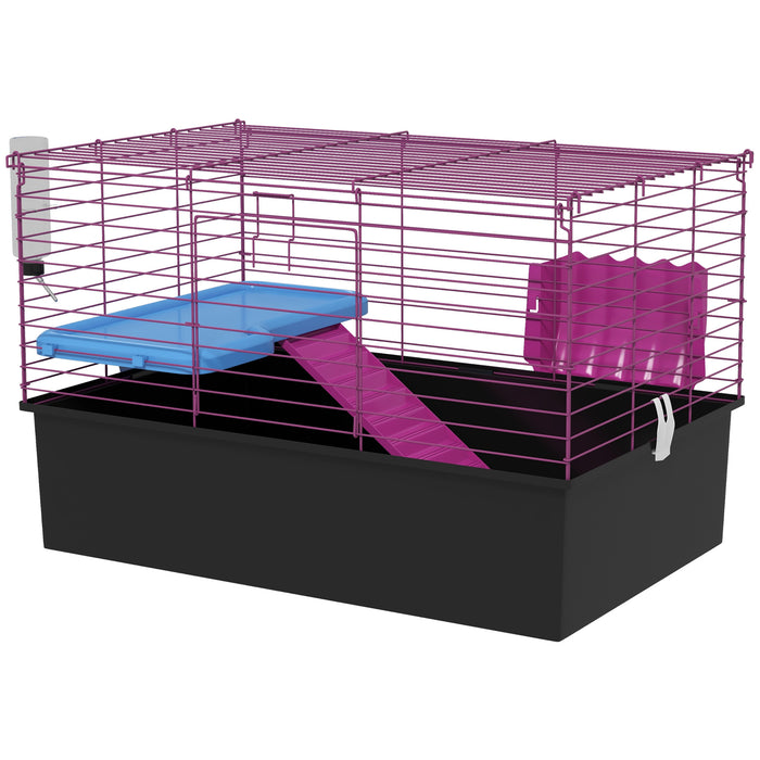 Small Animal Habitat Playhouse - Chinchillas, Small Rabbit, Guinea Pig Cage with Platform and Ramp - Spacious Pet Enclosure for Active Comfort