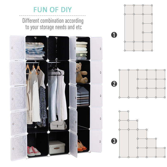 Modular Cube Wardrobe Organizer - Interlocking Plastic Storage Closet for Bedroom Clothes - Portable DIY Assembly for Space-Saving Solutions