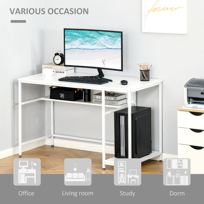 Compact Home Office Desk - Space-Saving Writing, Gaming and Study Workstation with Storage Shelf - Ideal for Small Spaces and Students