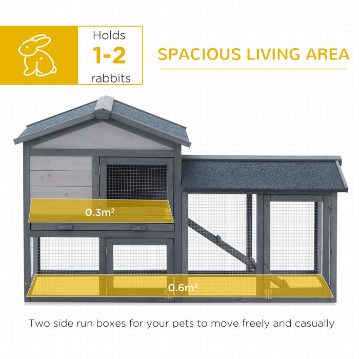 Double-Deck Wooden Rabbit Hutch - Weatherproof Small Pet Shelter with Ramp, 147x54x84cm - Ideal for Guinea Pigs & Small Animals