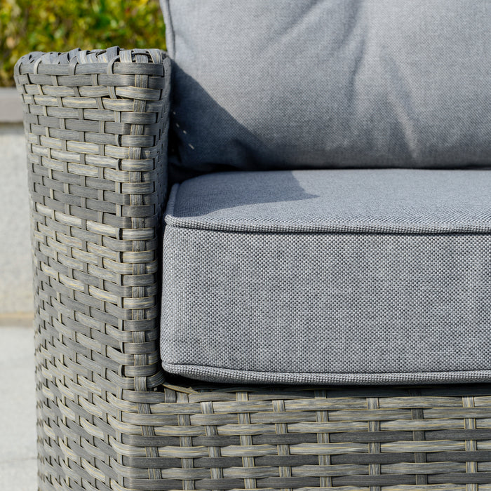 5-Seater PE Rattan Sofa Set - Outdoor Patio Wicker Sectional Conversation with Aluminium Frame and Padded Cushion, Mixed Grey - Perfect for Garden Gatherings and Relaxation