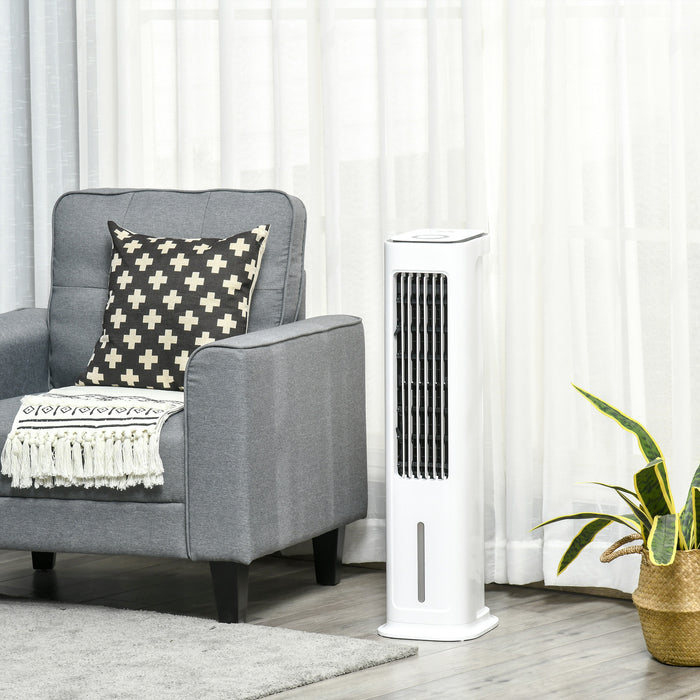 Evaporative Air Cooler with Ice Compartment - 3 Modes & Speeds, Remote, Timer, White - Ideal for Home Cooling & Energy Efficiency