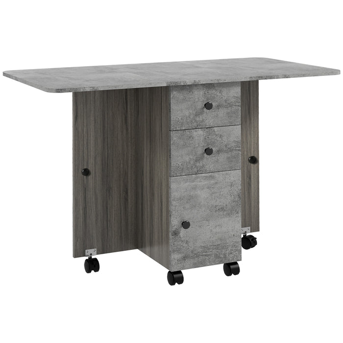 Compact Folding Dining Table - Space-Saving Drop Leaf Design with Convenient Drawers & Storage Cabinet - Ideal for Small Spaces and Multifunctional Rooms