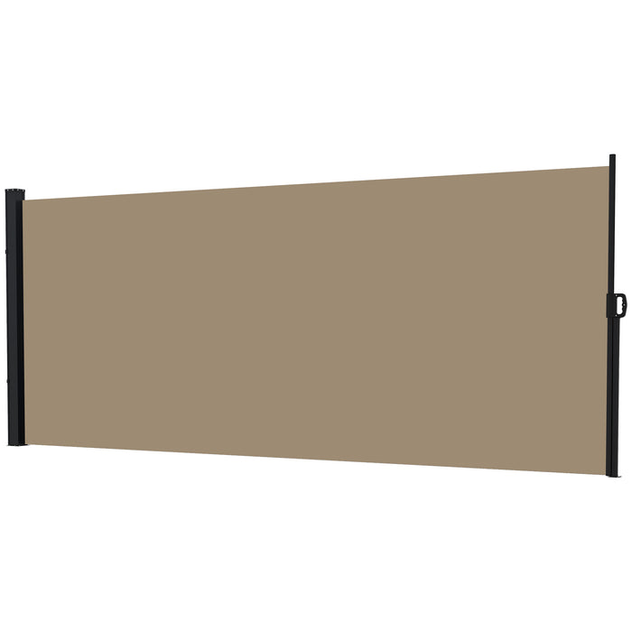 Retractable Side Awning 400x180cm - Outdoor Privacy Divider for Garden, Balcony, Terrace - Ideal for Hot Tub & Pool Areas, Khaki Shade