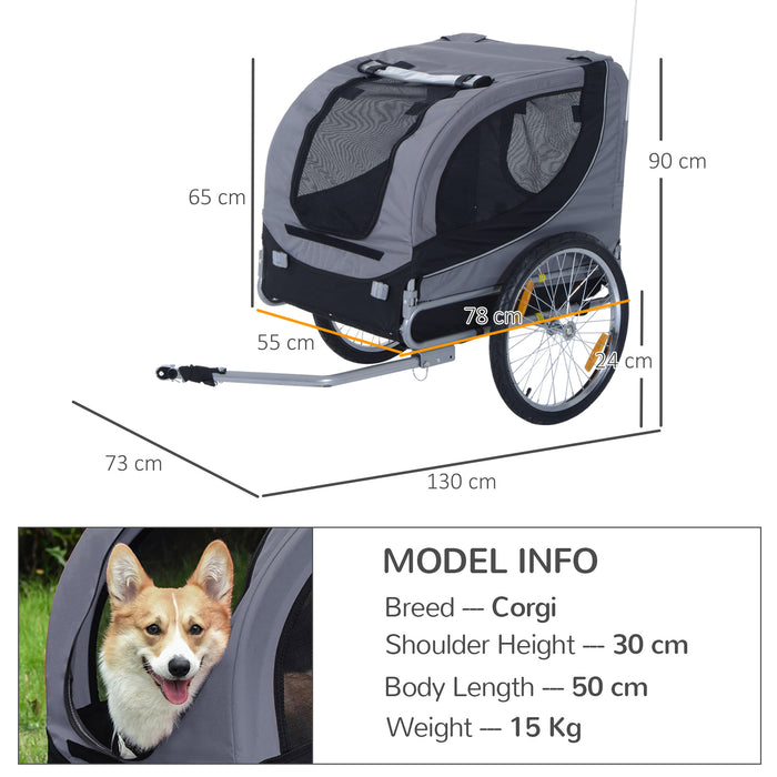 Steel Pet Bicycle Trailer - Water-Resistant Dog Cart Carrier with Travel Kit - Ideal for Grey and Black Bike Adventures with Your Pup