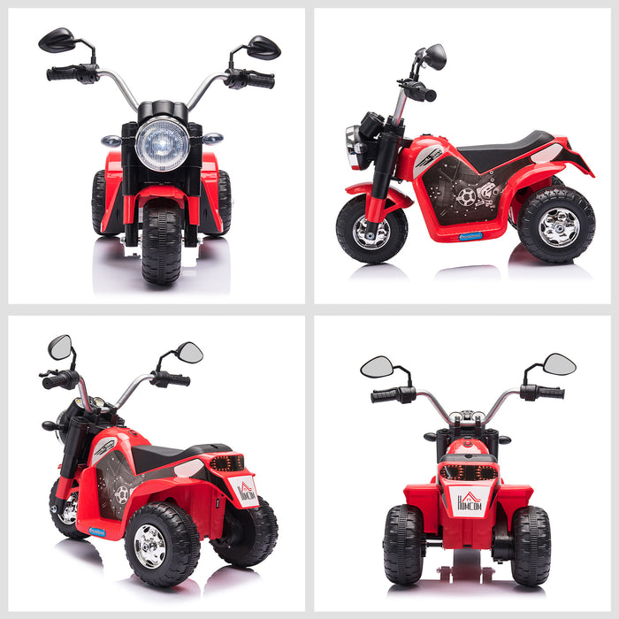 Kids Electric Motorcycle with 3 Wheels - Rechargeable 6V Battery-Powered Ride-On Toy, Horn & Headlights - Ideal for Toddlers 18-36 Months, Red Motorbike