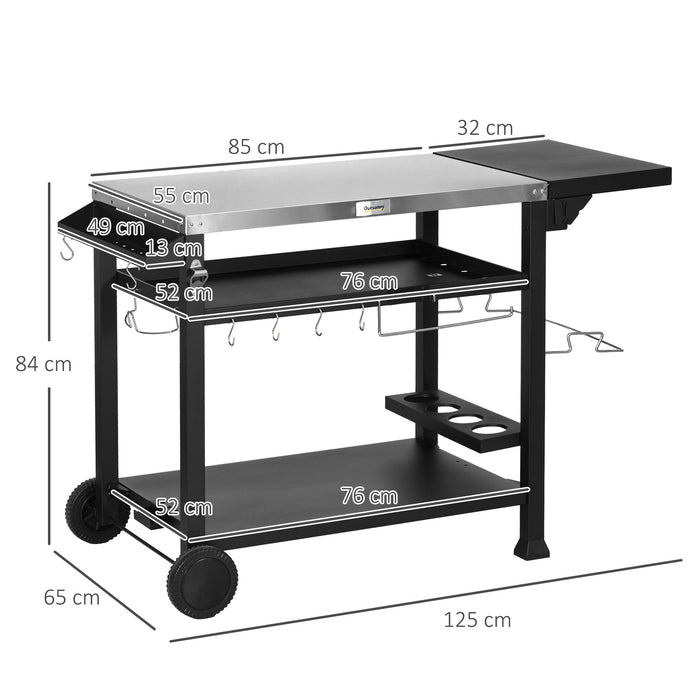 BBQ Grill Table with Durable Stainless Steel Surface - Multi-Feature Outdoor Cooking Station - Perfect for Grilling and Entertaining Enthusiasts