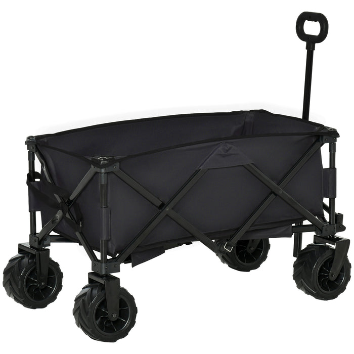 Outdoor Folding Utility Wagon - Heavy-Duty Cargo Cart with Wheels and Handle - Versatile Transport for Camping, Beach Trips, and Garden Hauling