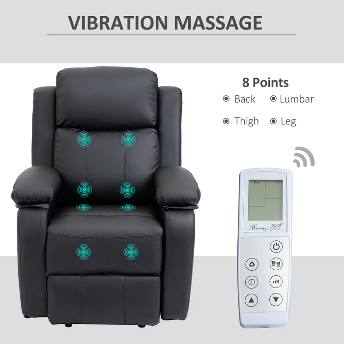 Electric Power Lift Recliner with Massage - Vibration Massage, Remote Control, Side Pocket, Black - Ideal for Elderly and Individuals with Limited Mobility