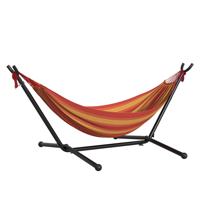 Adjustable Red Stripe Hammock with Stand - Portable & Durable Camping Hammock, 120kg Capacity, Includes Carrying Bag - Ideal for Outdoor Relaxation and Adventure Enthusiasts