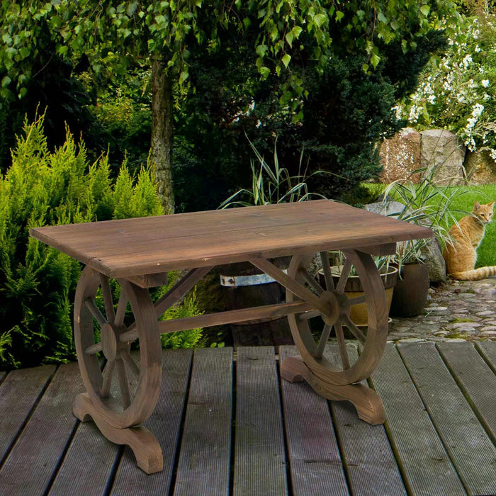 Natural Fir Wood Patio Table - Outdoor Dining and Coffee Table with Water-Resistant Finish - Ideal for Garden Displays and Al Fresco Meals