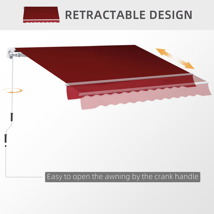 Manual Retractable Sun Shade Awning - 2.5x2m Outdoor Deck Canopy Shelter in Dark Red - Ideal for Garden Patio and Entertaining Spaces