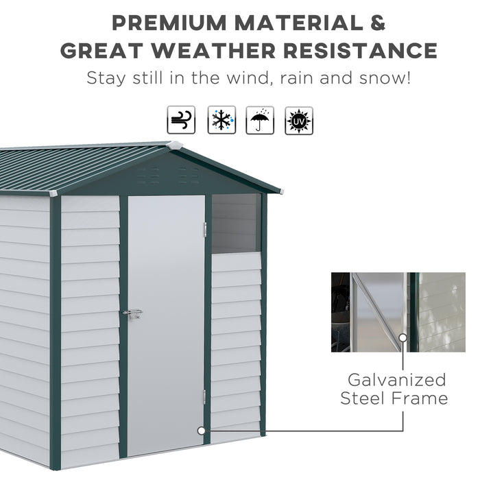 Galvanized Metal Garden Shed 9FT x 6FT - Outdoor Storage with Sloped Roof and Lockable Door - Ideal Tool Shelter for Backyard and Patio Use