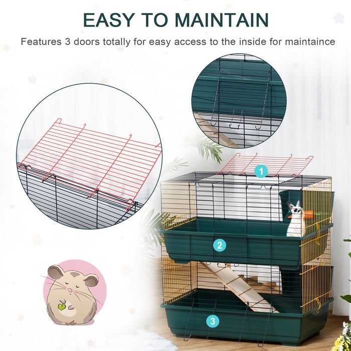 2-Story Large Animal Cage Habitat - Equipped with 3 Accessible Doors & Accessories - Ideal for Chinchillas, Guinea Pigs, and Small Puppies