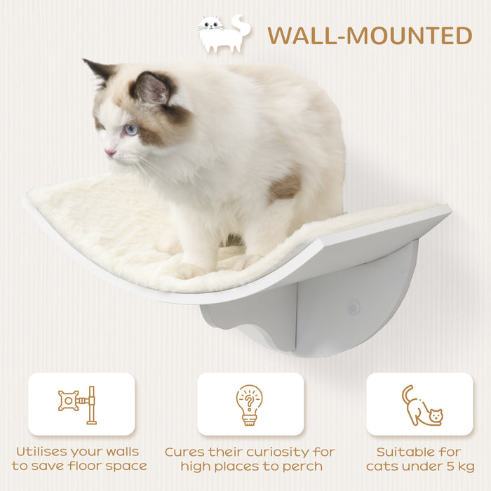 Curved Wooden Wall Shelves for Cats - Mountable Kitten Bed and Climbing Perch with Shelter - Space-Saving Cat Furniture for Lounging and Play