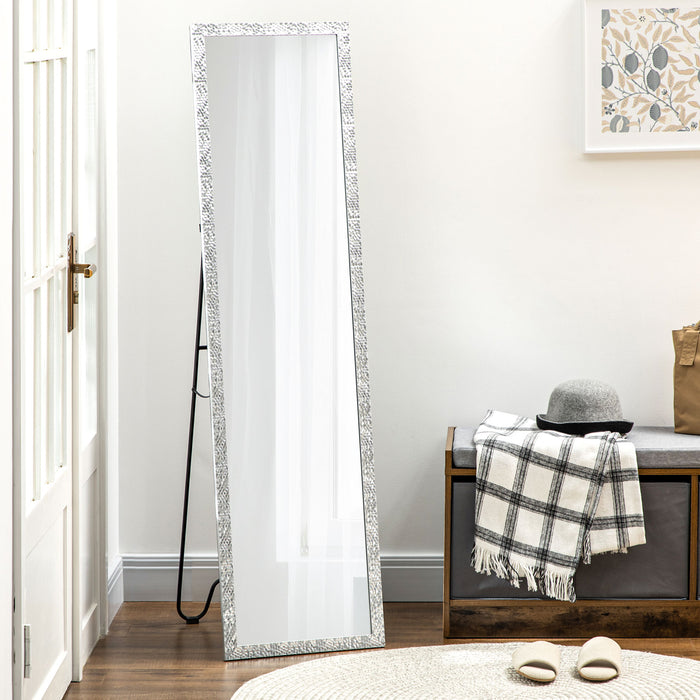 Elegant Freestanding Full-Length Dressing Mirror - Sturdy PS Frame for Bedroom & Living Room Décor - Ideal for Daily Outfit Checks and Room Ambiance Enhancer