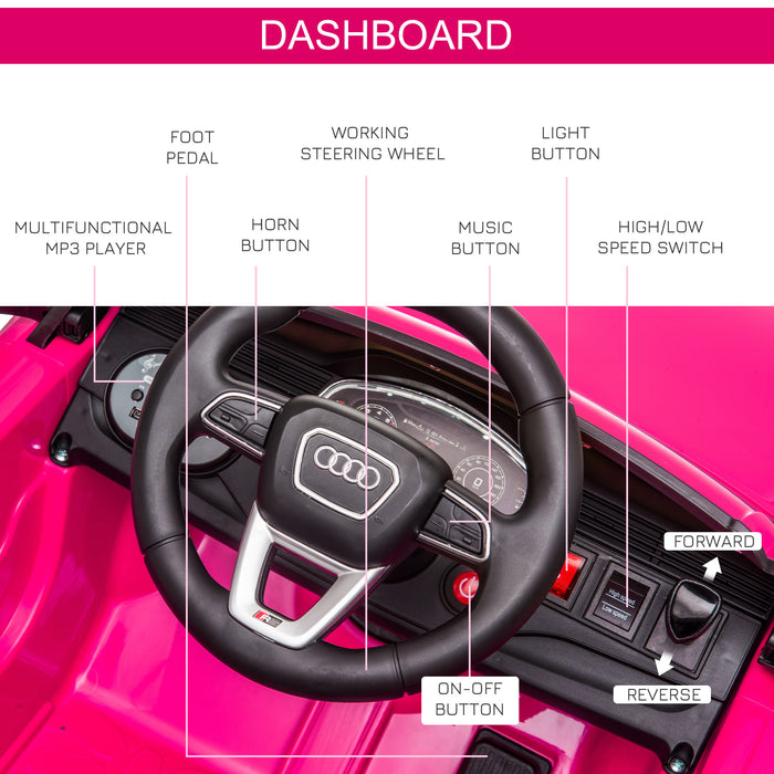 Audi RS Q8 Kids Electric Ride-On Car - 6V Battery-Powered with Parental Remote, Music, Lights, USB, MP3, Bluetooth - Perfect for Young Drivers in Pink