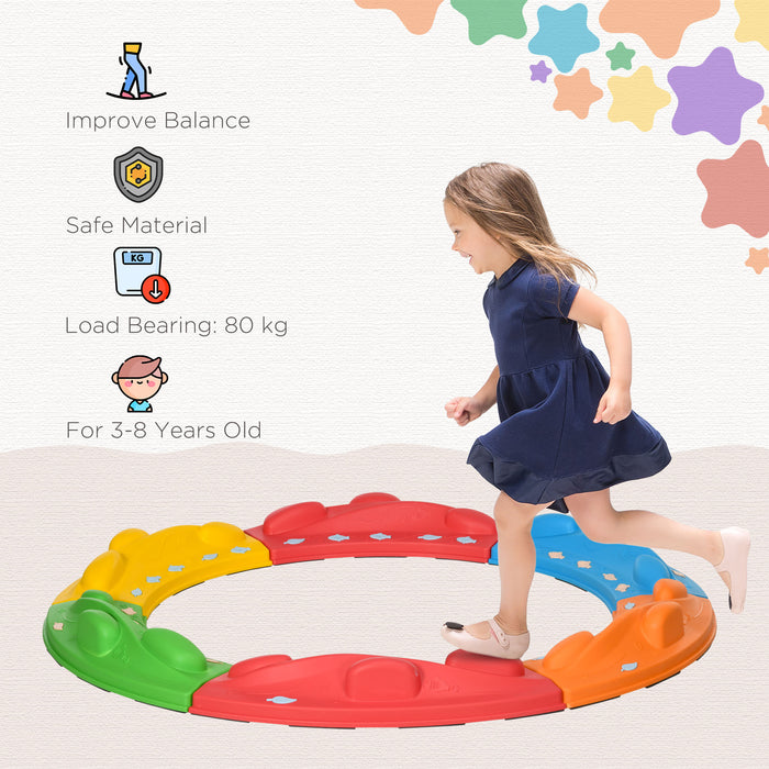 Kids Balance Beam and Stepping Stones Set - 6 Piece Obstacle Course for Coordination - Ideal for Children Ages 3-8, Multicolored