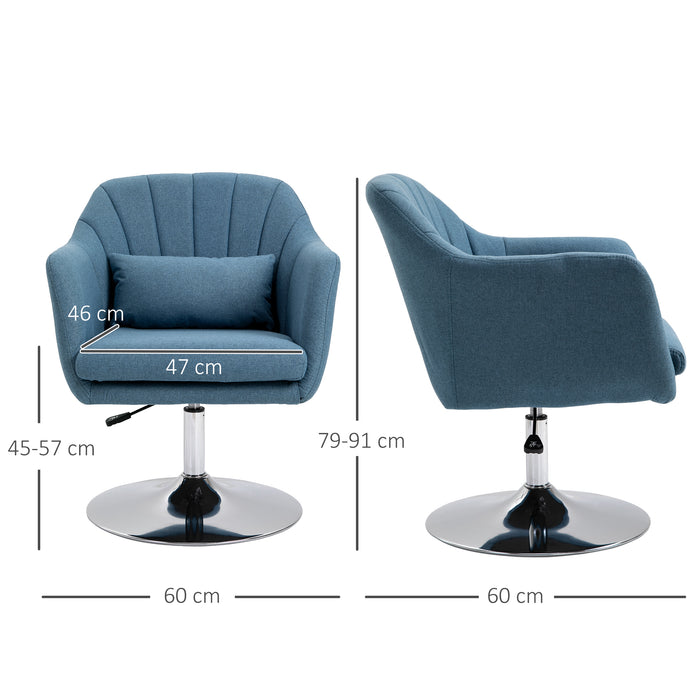 Contemporary Swivel Accent Chair - Adjustable Comfort Vanity Armchair with Lumbar Support, Thick Cushion & Armrest - Ideal for Bedroom and Office Relaxation