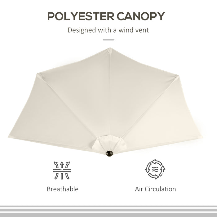 Half Round Umbrella Parasol, 3m - White, Space-Saving Shade Solution - Ideal for Small Balconies or Patios