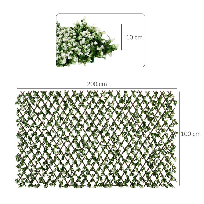 Expandable Faux Privacy Fence 2-Pack - 2x1m Decorative Trellis with Lifelike Artificial Leaves - Ideal for Garden Screening and Wall Greenery