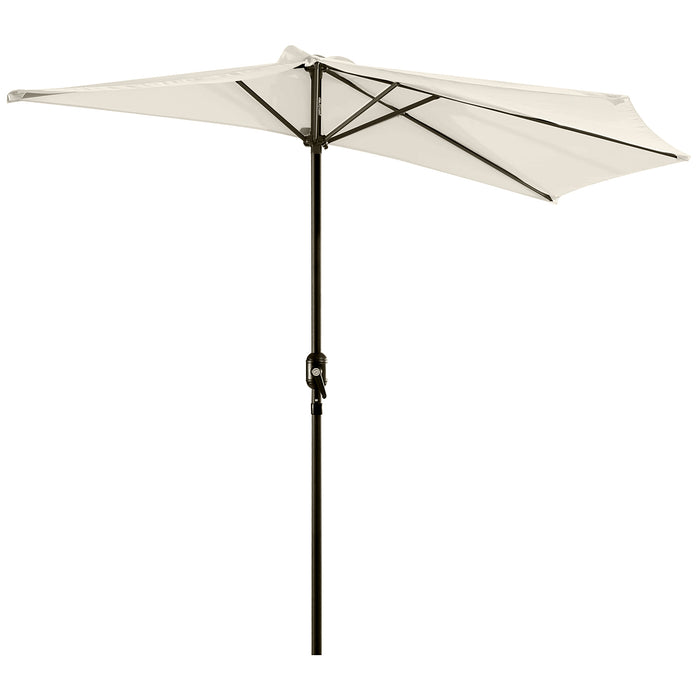 Half Round Umbrella Parasol, 3m - White, Space-Saving Shade Solution - Ideal for Small Balconies or Patios